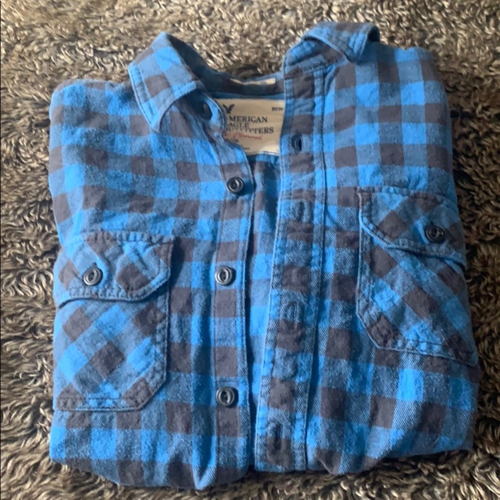 American Eagle blue and gray flannel
